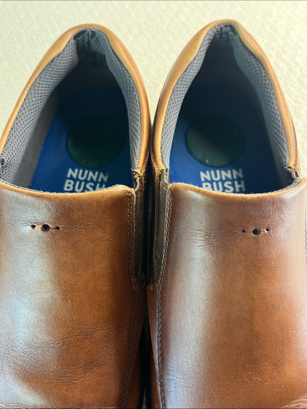Nunn Bush Men's Slip-On Leather Loafers in Cognac Brown, size 9.5 Med. Kore pro - Picture 11 of 12